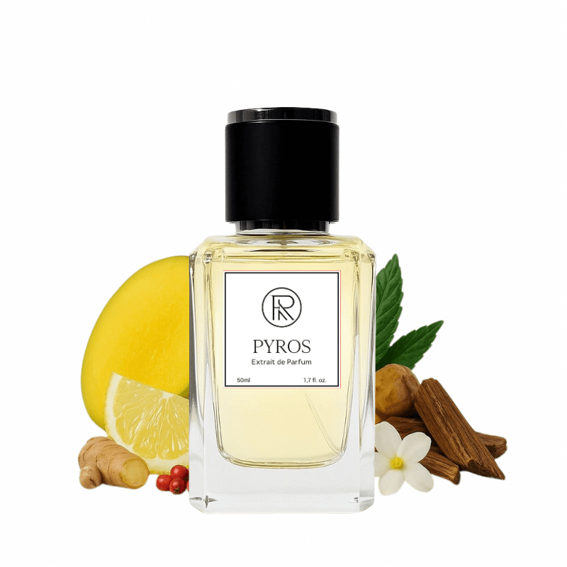 Frago PYROS perfume bottle with fruits – fiery spicy fragrance